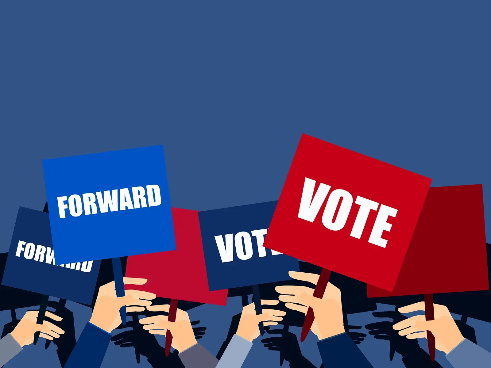 Campaign and election vote buttons representing advertising strategy